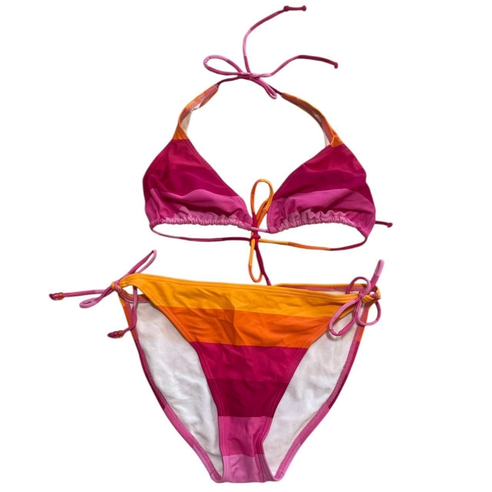 Xhilaration Women's multi Beading Halter Neck Strap Bikini Set
